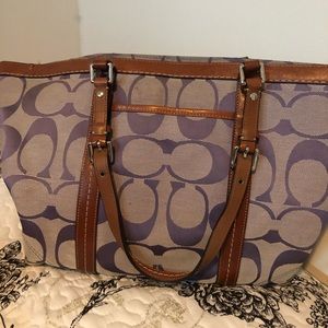 Purple Coach tote bag
